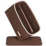 KESOIL Purse Organizer Insert for Handbags, Felt Tote Insert with Base Shaper Zipper Bag in Bag, Fit Speedy Onthego Neverfull (Brown-Felt, L)