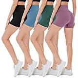 CAMPSNAIL 4 Pack Biker Shorts for Women High Waist - 5" Soft Summer Womens Shorts Spandex Workout Shorts for Running Athletic