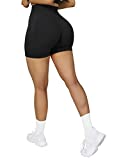 SUUKSESS Women Seamless Booty Shorts Scrunch Butt Lifting High Waisted Workout Shorts (3" Black, S)