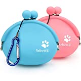 Select4U Silicone Dog Treat Pouch Small Reusable Dog Training Bag Treat Pouch, Set of 2 Small Dog Snack Pouch/Coin Purse/Key Case, Silicone Coin Pouch
