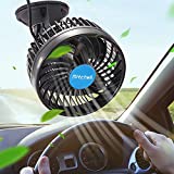 12 Volt Car Fans for Car Stepless Speed, Vehicle Truck Fan Cigarette Lighter with Suction Cup, Cooling Fan 360 Degree Adjustable Low Noise for Vehicle Car Truck Van SUV RV ATV Boat
