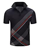 Men's Golf Polo Shirt Short Sleeve Tactical Shirts Casual Tennis T-Shirt 051-Black XL