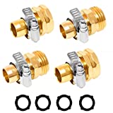 3/4"Aluminium Garden Hose Repair Connector with Stainless Steel Clamps, Male and Female Garden Hose Fittings, Mender End Repair Kit,Water Hose End Mender,Fit for 3/4"Garden Water Hose Fitting 2 Set
