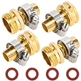 5/8" Aluminium Garden Hose Repair Connector with Stainless Steel Clamps, Male and Female Garden Hose Fittings, Mender End Repair Kit,Water Hose End Mender,Fit for 5/8" Garden Water Hose Fitting, 2 Set