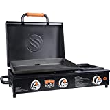 Blackstone 1860 On The Go 22 Inch Rangetop Combo with Hood & Handles Heavy Duty Flat Top BBQ Griddle Grill Station for Kitchen, Camping, Outdoor, Tailgating, 22", Black