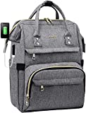 Laptop Backpack Women Teacher Backpack Nurse Bags, 15.6 Inch Womens Work Backpack Purse Waterproof Anti-theft Travel Back Pack with USB Charging Port (Grey)