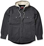 Wolverine Men's Overman Fleece Lined Cotton Duck Canvas Hooded Shirt Jacket, Granite, X-Large