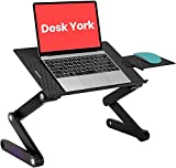 Desk York Adjustable Laptop Stand for Bed and Sofa-Husband Gifts from Wife, Birthday Present for Him/Her/College Student - Laptop Table for Couch - Lap Desk with Cooling Fan & Mouse Pad, Aluminum