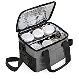 Trunab Reusable 6 Cups Drink Carrier for Delivery Insulated Drink Caddy with Handle and Shoulder Strap, Adjustable Dividers, Beverages Carrier Tote Bag, for Daily Life Takeout, Outdoors, Travel, Grey, Patented Design