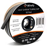 Wirefy 5/8" Heat Shrink Tubing - 3:1 Ratio - Adhesive Lined - Marine Grade Heat Shrink - Black - 50 Feet Roll