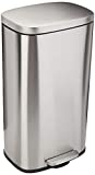 Amazon Basics 30 Liter / 7.9 Gallon Soft-Close, Smudge Resistant Trash Can with Foot Pedal - Brushed Stainless Steel, Satin Nickel Finish