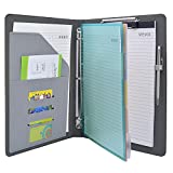 Binder Padfolio Organizer with Color File Folders, Business and Interview Portfolio with 3-Ring Binder (Gray)