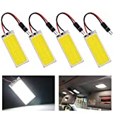 Everbright Led Dome Light Auto Car Reading Led Panel Dome Light Interior with T10 BA9S Festoon Adapters COB 36SMD White (Pack of 4)
