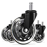 Office Chair Caster Wheels CINEYO Replacement Rubber Chair casters for Hardwood Floors and Carpet, (Set of 5) Heavy Duty Office Chair casters for Chairs to Replace Office Chair mats Universal fit