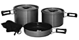 Texsport Trailblazer Black Ice 5 pc Hard Anodized Camping Cookware Outdoor Cook Set with Storage Bag