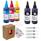 JetSir 4 Color Ink Refill kit for HP 950 951 932 933 60 61 952 902 901 62 63 21 22 920 940 934 564 711 970 971 94 95 96 Ink Cartridge (2 Black 1 Cyan 1 Magenta 1 Yellow) 100ML x5 Bottle with Syringe