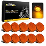 Partsam 10pcs 2.5" Round Side Marker light Clearance 13 Diodes Universal Use Sealed Amber, Amber Lens 2.5 Inch Round LED Trailer Marker lights Truck RV Lamps