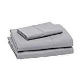 Amazon Basics Lightweight Super Soft Easy Care Microfiber Bed Sheet Set with 14-Inch Deep Pockets - Twin, Dark Gray