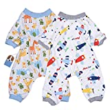 Amakunft 2-Pack Dog Clothes Dogs Cats Onesie Soft Dog Pajamas Cotton Puppy Rompers Pet Jumpsuits Cozy Bodysuits for Small Dogs and Cats