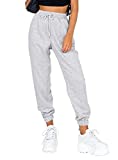 Ezymall Womens Sweatpants Comfy High Waisted Workout Athletic Lounge Joggers Pants with Pockets Grey