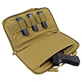 Tactical Attache Pistol Case Shooting Range Handgun Bag Magazine Pouch for Gun Storing Transporting (Tan)