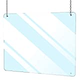 Hanging Sneeze Guard, Protective Shield for Counter, Plexiglas Countertop Shield Barrier for Receptionist, Cashier, Office, Grocery, Retail Store. Accessories Included, (32" x 24")