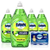 Dawn Dish Soap, Antibacterial Hand Soap, Dishwashing Liquid, Apple Blossom Scent, 4x19.4 oz + 2 Sponges