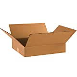 Ship Now Supply SN18144 Flat Corrugated Boxes, 18"L x 14"W x 4"H, Kraft (Pack of 25)