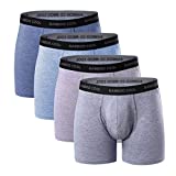 Men's Underwear Bamboo Viscose Long Section Mens Boxer Briefs Soft Comfortable(4 Pack)(L)