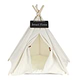 Pet Teepee Dog & Cat Bed - Dog Tents & Pet Houses with Cushion & Blackboard, Chalk