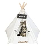 Bonnlo Pet Teepee Dog(Puppy) & Cat Bed - Portable Dog Tents & Pet Houses for Puppy or Cat with Thick Cushion and Blackboard