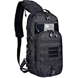 G4Free EDC Bag Tactical Sling Bag Backpack Molle Chest Shoulder Assault Pack Rectangular Outdoor Daypack(Black)
