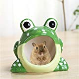 gutongyuan Small Animal Ceramic Critter Bath, Ideal for Dwarf Hamsters and Gerbils, Pet Hideout Hut Cave (Frog)