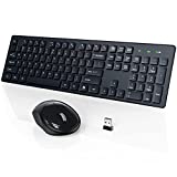 Wireless Keyboard and Mouse, WisFox Full-Size Wireless Mouse and Keyboard Combo, 2.4GHz Silent USB Wireless Keyboard Mouse Combo for PC Desktops Computer, Laptops, Windows (Black)