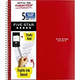 Five Star Spiral Notebook, 5 Subject, College Ruled Paper, 200 Sheets, 11" x 8-1/2", Color Selected For You, 1 Count (06208)