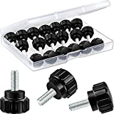 20 Pieces M4 x 10 mm Carbon Steel Threaded Knurled Thumbscrew Screw on Knobs Grips Black Round Clamping Screw (Black)