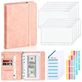 LINTRU Budget Binder With Zipper Envelopes, Budget Binder With Cash Envelopes, Premium A6 Binder With 10pcs Cash Envelopes For Budgeting, 12pcs Budget Sheets And 36pcs Stickers For Savings Binder,Pink