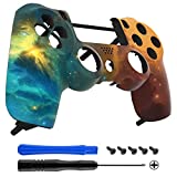 eXtremeRate Orange Star Universe Patterned Custom Faceplate Cover, Replacement Front Housing Shell Case Compatible with ps4 Slim Pro Controller JDM-040/050/055 - Controller NOT Included