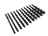 WoodOwl 11 Piece Set with Sizes 3/8" to 1" by 1/8ths x 7-1/2 Long Ultra Smooth Tri Cut Auger Hand Brace Boring Bit PTEE coated 09703 to 09713x1/8