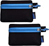 BLUECELL 2pcs Black Color Splash Proof Nylon Security Utility Zipper Coin Safe Pouch ID Card Visa Card Business Card Bag Sleeve 4-1/2 x 3 Inches