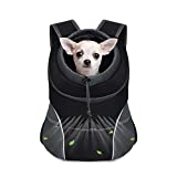 YUDODO Dog Carrier Backpack Pet Dog Carrier Front Pack Breathable Head Out Reflective Safe Doggie Carrier Backpack for Small Medium Dogs Cats Rabbits(L(10-14lbs), Black)