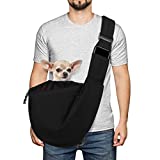 YUDODO Pet Dog Sling Carrier Adjustable Padded Shoulder Strap Puppy Sling for Small Medium Dog Cat Hand Free Dog Crossbody Carrier with Safe Mesh Suitable for Outdoor Travel Black