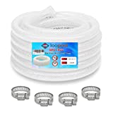 loopool Food Grade Hose BPA Free, High Pressure Braided Clear PVC Flexible Tubing, Heavy Duty Reinforced with 4 x clamps Included, Chemical Resistant Water Oil vinyl Tubing (25 FT, 3/4" ID)