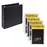 Samsill Vintage 2" Playbill Binder Bundle with "Theatre" Debossed on Cover, 25 Pack Clear Protectors Included