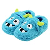 VLLy Boys Slippers Monster Slippers for Kids Warm Comfy Cute Upper House Bedroom Shoes with Hook and Loop Blue Monster Size Toddler 9 M US