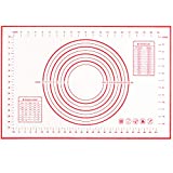 BESORICH Silicone Baking Mat Non Stick, Rolling Mat with Measurement Fondant Mat, Counter Mat, Pie Crust Mat, Easy Clean Pastry Mats - Red, 16 x 24 Inch