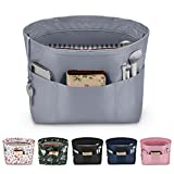 Gonex Nylon Tote Organizer Purse Insert Pocketbook Organizer Insert Handbag Divider with Handles Zipper Closure Fit Speedy Neverful Graceful