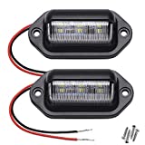 2PCS Xenon White LED License Plate Light, 12V-24V DC Waterproof 6-SMD License Plate Lamp Taillight, For Truck SUV Trailer Van RV Boats as Step Courtesy Light, Dome/Cargo Lights or Under Hood Light