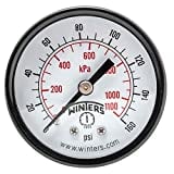 Winters 2 inch Dial Size, Multi Function Application Economy Utility Dry Pressure Gauge, Brass Internals, Steel Case, Dual Scale 0-160 psi/kPa, 3-2-3% Accuracy, 1/4 inch NPT Back Mount, Pressure Gauge