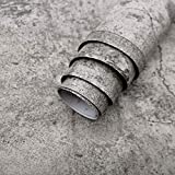 TOTIO Industrial Style Wallpaper Grey Cement Concrete Contact Paper Self Adhesive Removable Vinyl Wall Paper Roll 16×118inch Matte Wall Covering [Thicken] Kitchen Bathroom Studio Peel Stick